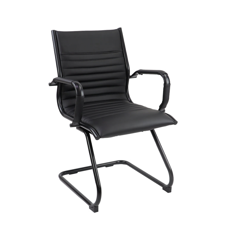 Bari Executive Visitors Chair With Black Frame - Black Faux Leather - NWOF