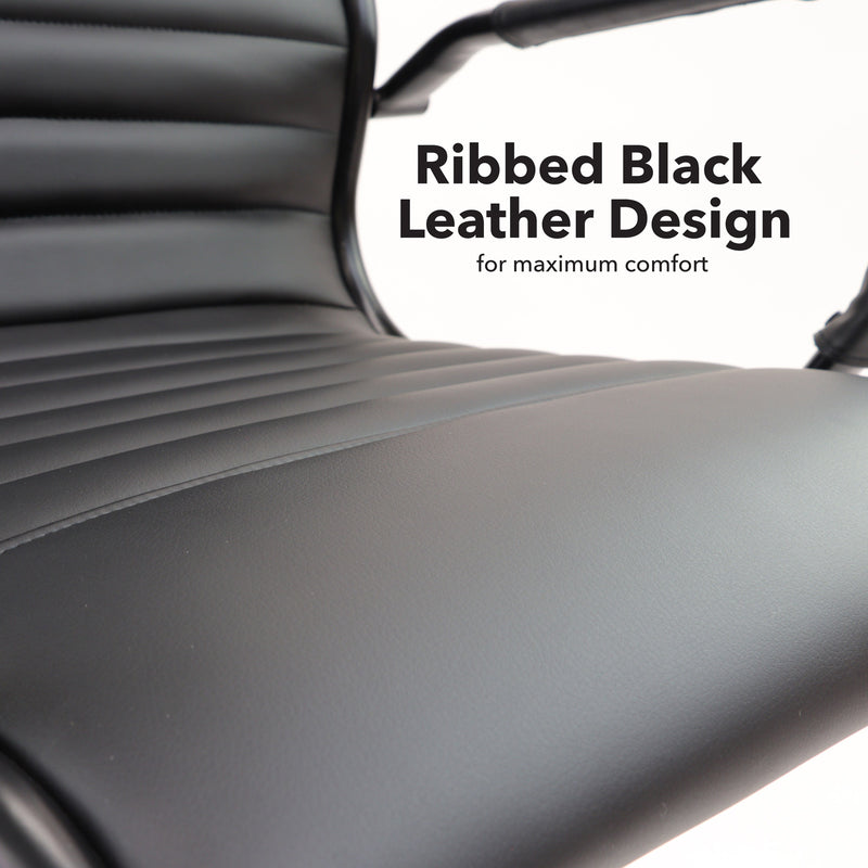 Bari High Back Executive Chair With Black Frame - Black Faux Leather - NWOF