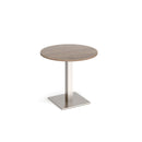 Brescia Circular Dining Table With Flat Square Base 800mm - Barcelona Walnut - NWOF