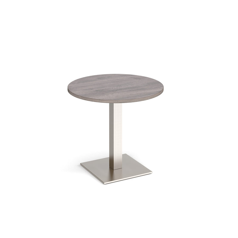 Brescia Circular Dining Table With Flat Square Base 800mm - Grey Oak