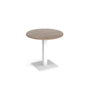 Brescia Circular Dining Table With Flat Square Base 800mm - Barcelona Walnut - NWOF