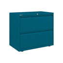 Right view of BISLEY 800mm wide Azure Essentials side filing cabinet with multiple drawers for office storage.
