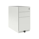 Bisley Note Combination 3 Drawer Pedestal in traffic white, 300mm wide, with a sleek white finish and modern design.