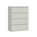 Bisley Essentials side filing cabinet with 1000mm width, featuring multiple drawers and a sleek metal finish.