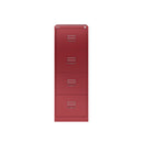 Bisley Classic BS foolscap 4-drawer filing cabinet in cardinal red, metal office storage with sturdy handles and lockable drawers.