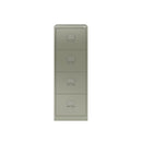 Bisley Classic BS foolscap 4-drawer filing cabinet in goose grey, showing front view with handles and drawer details