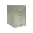 Goose grey Bisley Classic BS foolscap 2-drawer filing cabinet with metal handles and sturdy construction.
