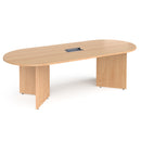 Arrow Head Leg Radial End Boardroom Table With Central Cut-Out & Aero Power Module - Beech - NWOF