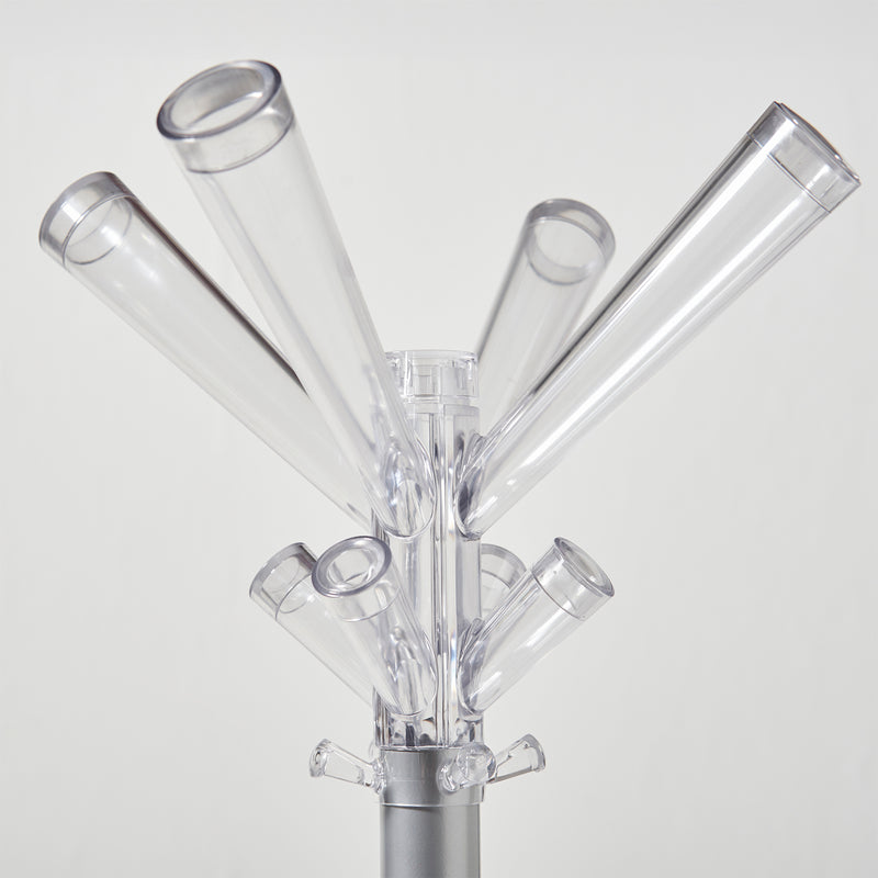 Callisto Coat Stand With 4 Coat Hooks & 4 Umbrella Hooks - Grey & Transparent