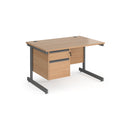 Contract 25 800mm Deep Straight Desk With 2 Drawer Pedestal & Cantilever Leg - Beech - NWOF
