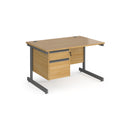 Contract 25 800mm Deep Straight Desk With 2 Drawer Pedestal & Cantilever Leg - Oak - NWOF