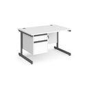 Contract 25 800mm Deep Straight Desk With 2 Drawer Pedestal & Cantilever Leg - White - NWOF