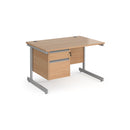 Contract 25 800mm Deep Straight Desk With 2 Drawer Pedestal & Cantilever Leg - Beech - NWOF