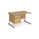 Contract 25 800mm Deep Straight Desk With 2 Drawer Pedestal & Cantilever Leg - Oak - NWOF