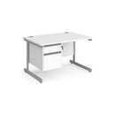 Contract 25 800mm Deep Straight Desk With 2 Drawer Pedestal & Cantilever Leg - White - NWOF