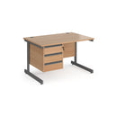 Contract 25 800mm Deep Straight Desk With 3 Drawer Pedestal & Cantilever Leg - Beech - NWOF