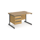 Contract 25 800mm Deep Straight Desk With 3 Drawer Pedestal & Cantilever Leg - Oak - NWOF