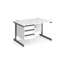 Contract 25 800mm Deep Straight Desk With 3 Drawer Pedestal & Cantilever Leg - White - NWOF