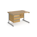 Contract 25 800mm Deep Straight Desk With 3 Drawer Pedestal & Cantilever Leg - Oak - NWOF