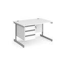 Contract 25 800mm Deep Straight Desk With 3 Drawer Pedestal & Cantilever Leg - White - NWOF