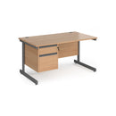 Contract 25 800mm Deep Straight Desk With 2 Drawer Pedestal & Cantilever Leg - Beech - NWOF