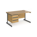 Contract 25 800mm Deep Straight Desk With 3 Drawer Pedestal & Cantilever Leg - Oak - NWOF