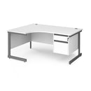 Contract 25 Ergonomic Desk With Cantilever Leg & 2 Drawer Pedestal - White - NWOF