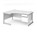 Contract 25 Ergonomic Desk With Cantilever Leg & 2 Drawer Pedestal - White - NWOF