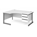 Contract 25 Ergonomic Desk With Cantilever Leg & 3 Drawer Pedestal - White - NWOF