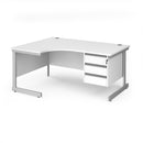Contract 25 Ergonomic Desk With Cantilever Leg & 3 Drawer Pedestal - White - NWOF