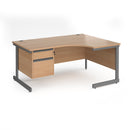 Contract 25 Ergonomic Desk With Cantilever Leg & 2 Drawer Pedestal - Beech - NWOF