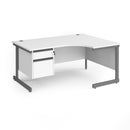 Contract 25 Ergonomic Desk With Cantilever Leg & 2 Drawer Pedestal - White - NWOF