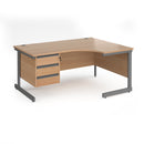 Contract 25 Ergonomic Desk With Cantilever Leg & 3 Drawer Pedestal - Beech - NWOF