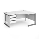 Contract 25 Ergonomic Desk With Cantilever Leg & 3 Drawer Pedestal - White - NWOF