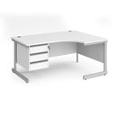 Contract 25 Ergonomic Desk With Cantilever Leg & 3 Drawer Pedestal - White - NWOF
