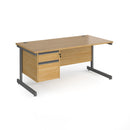 Contract 25 800mm Deep Straight Desk With 2 Drawer Pedestal & Cantilever Leg - Oak - NWOF