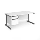 Contract 25 800mm Deep Straight Desk With 2 Drawer Pedestal & Cantilever Leg - White - NWOF