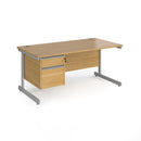 Contract 25 800mm Deep Straight Desk With 2 Drawer Pedestal & Cantilever Leg - Oak - NWOF