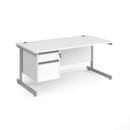 Contract 25 800mm Deep Straight Desk With 2 Drawer Pedestal & Cantilever Leg - White - NWOF