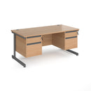 Contract 25 800mm Deep Straight Desk With 2 and 2 Drawer Pedestals & Cantilever Leg - Beech - NWOF