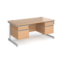 Contract 25 800mm Deep Straight Desk With 2 and 2 Drawer Pedestals & Cantilever Leg - Beech - NWOF