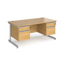 Contract 25 800mm Deep Straight Desk With 2 and 2 Drawer Pedestals & Cantilever Leg - Oak - NWOF
