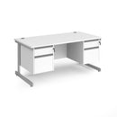 Contract 25 800mm Deep Straight Desk With 2 and 2 Drawer Pedestals & Cantilever Leg - White - NWOF