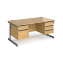 Contract 25 800mm Deep Straight Desk With 2 and 3 Drawer Pedestals & Cantilever Leg - Oak - NWOF