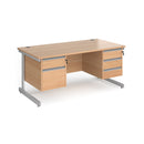 Contract 25 800mm Deep Straight Desk With 2 and 3 Drawer Pedestals & Cantilever Leg - Beech - NWOF