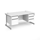 Contract 25 800mm Deep Straight Desk With 2 and 3 Drawer Pedestals & Cantilever Leg - White - NWOF