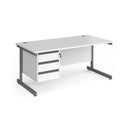 Contract 25 800mm Deep Straight Desk With 3 Drawer Pedestal & Cantilever Leg - White - NWOF