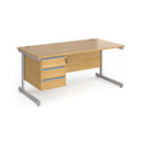 Contract 25 800mm Deep Straight Desk With 3 Drawer Pedestal & Cantilever Leg - Oak - NWOF