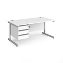 Contract 25 800mm Deep Straight Desk With 3 Drawer Pedestal & Cantilever Leg - White - NWOF