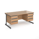 Contract 25 800mm Deep Straight Desk With 3 and 3 Drawer Pedestals & Cantilever Leg - Beech - NWOF
